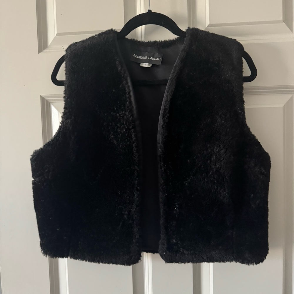 Adrienne Landau Elegant Black Fur Vest